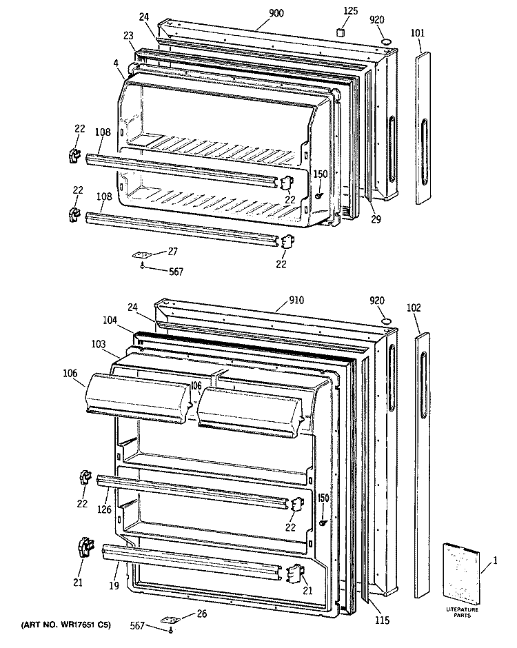 Section Diagram and Parts List for CTX14CYSJRAD  Hotpoint Refrigerator
