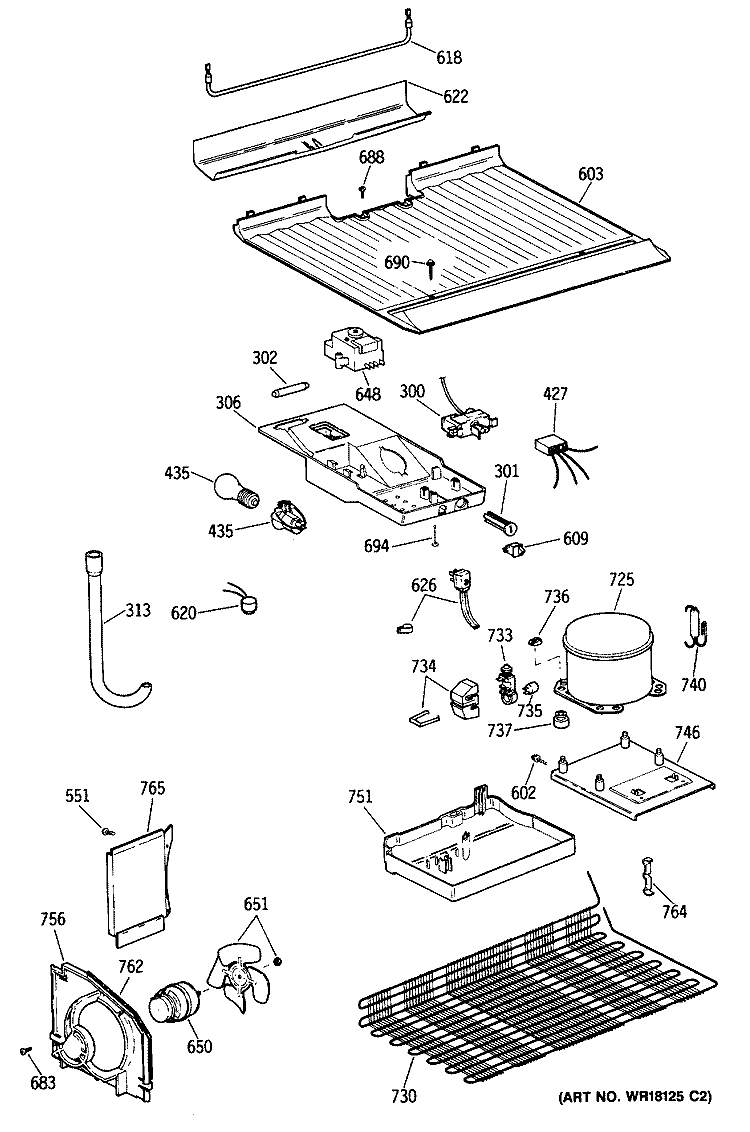 Section Diagram and Parts List for CTX14CYSJRAD  Hotpoint Refrigerator