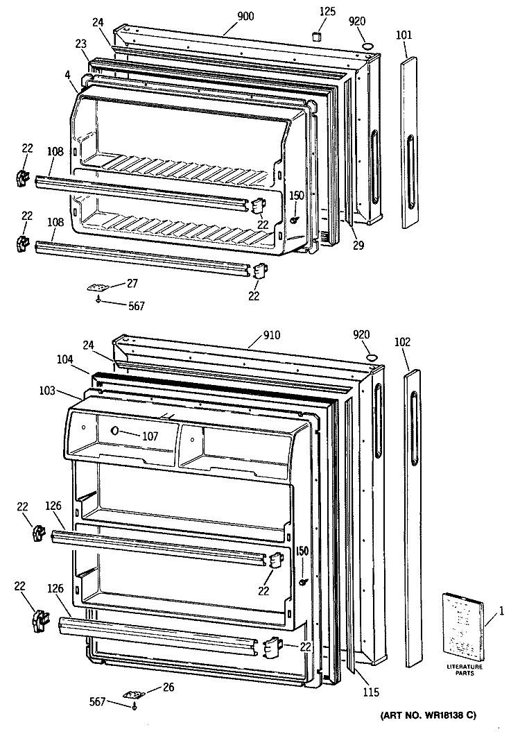 Section Diagram and Parts List for CTX14LYSJRWH  Hotpoint Refrigerator