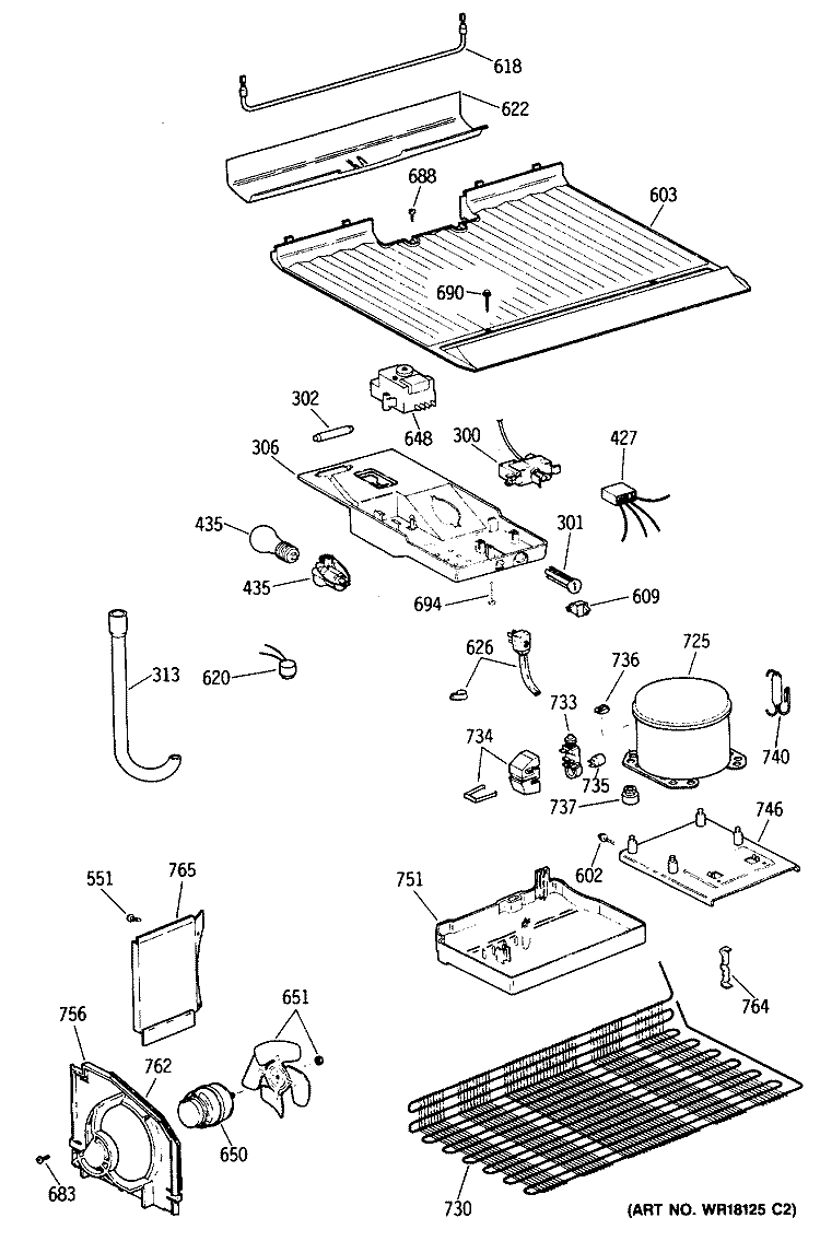 Section Diagram and Parts List for CTX14LYSJRWH  Hotpoint Refrigerator