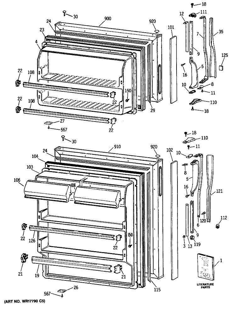 Section Diagram and Parts List for CTX16CISJRAD  Hotpoint Refrigerator