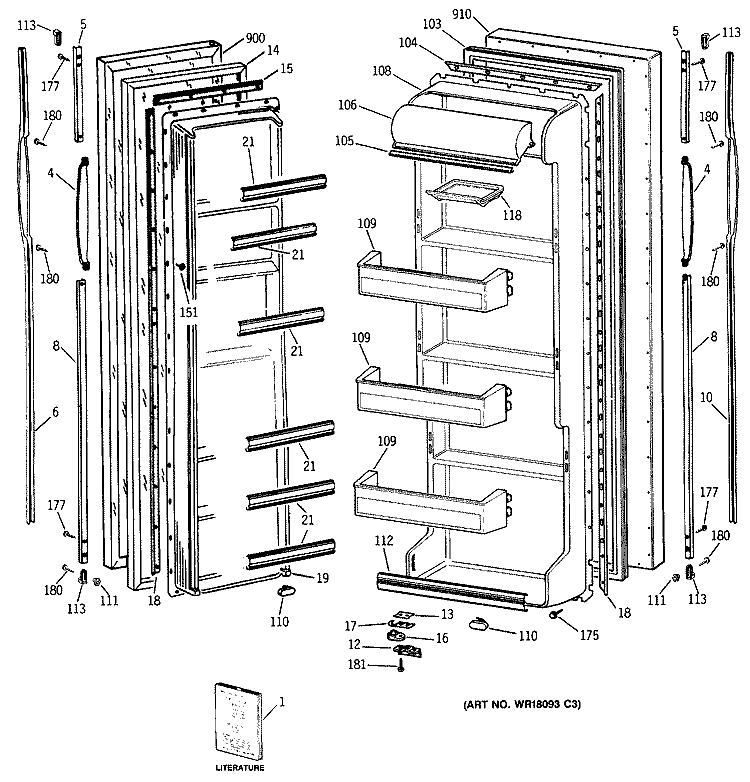 Section Diagram and Parts List for CSX20EASMWH  Hotpoint Refrigerator