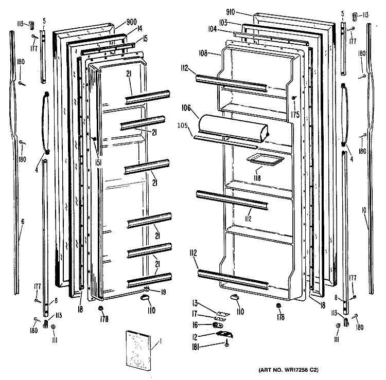 Section Diagram and Parts List for CSX20ERAAD  Hotpoint Refrigerator