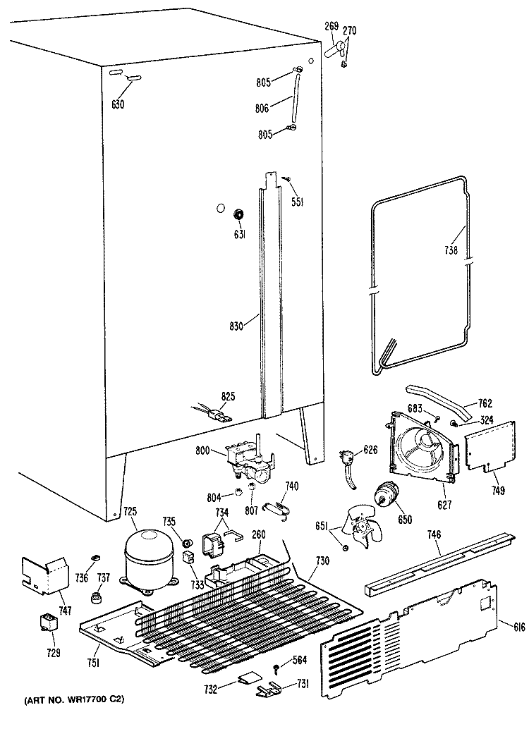 Section Diagram and Parts List for CSX24DRAWH  Hotpoint Refrigerator
