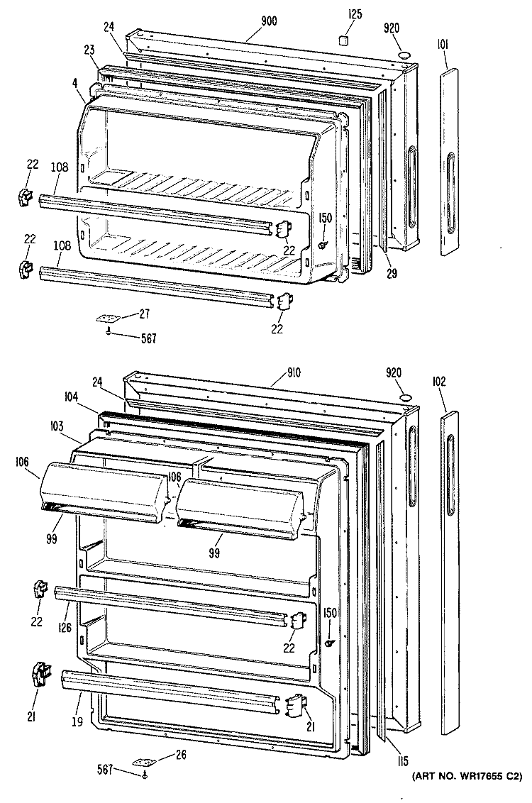 Section Diagram and Parts List for CTEY14CPKRWH  Hotpoint Refrigerator