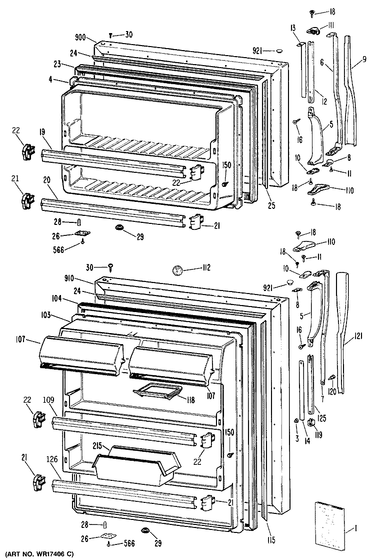 Section Diagram and Parts List for CTH18EPFRWH  Hotpoint Refrigerator