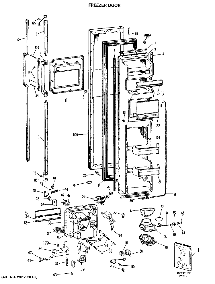 FREEZER DOOR Diagram and Parts List for CSX27DRAAD  Hotpoint Refrigerator