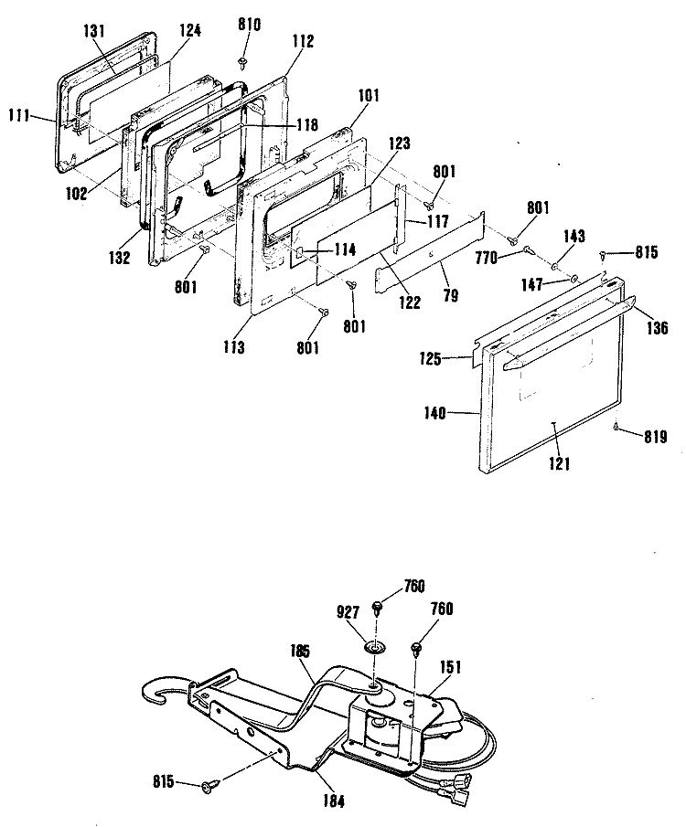 Section Diagram and Parts List for RJ734GP2BG  Hotpoint Wall Oven