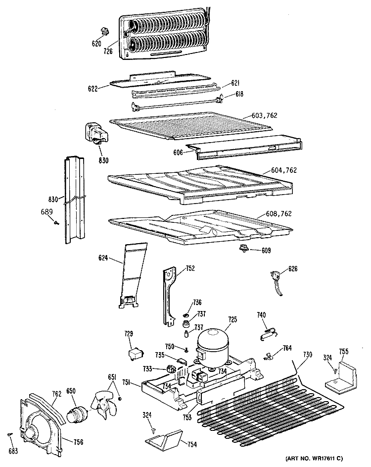 Section Diagram and Parts List for CTX18PPNRWH  Hotpoint Refrigerator