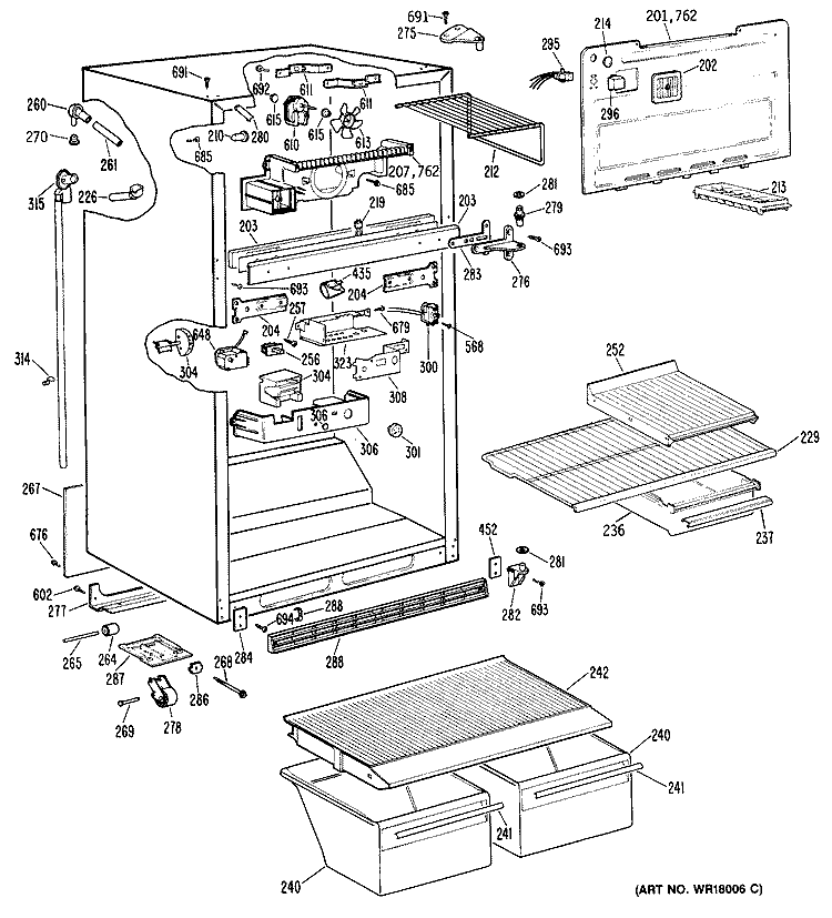 Section Diagram and Parts List for CTX18PPJRAD  Hotpoint Refrigerator