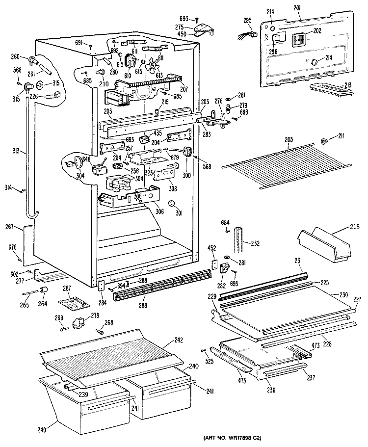 Section Diagram and Parts List for CTX21GPJRAD  Hotpoint Refrigerator