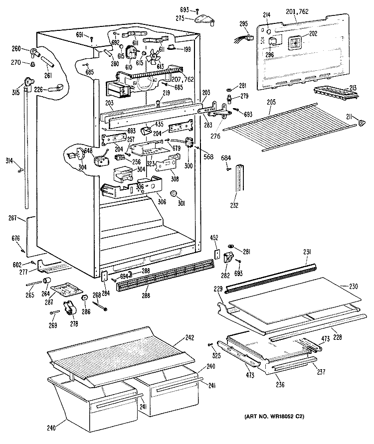 Section Diagram and Parts List for CTX18GRBRAD  Hotpoint Refrigerator