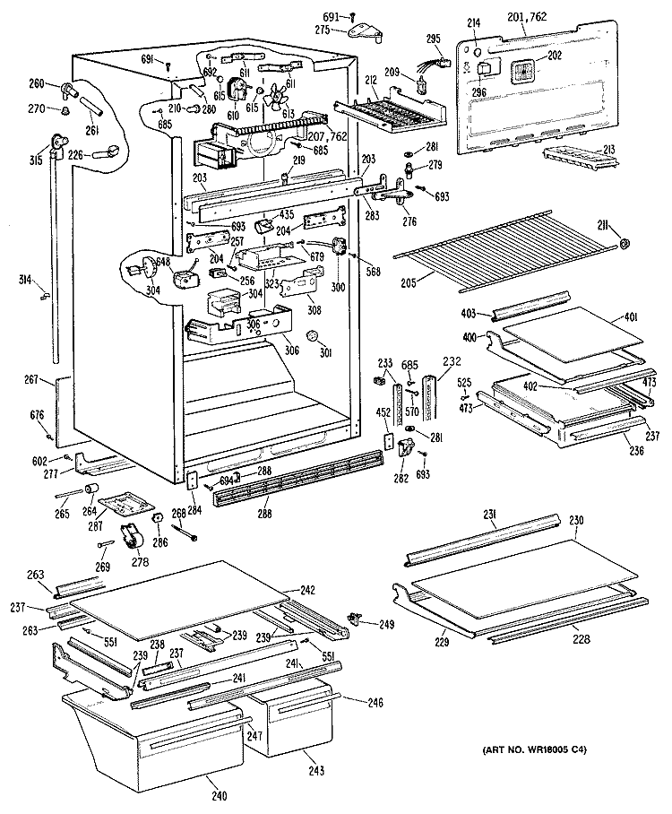 Section Diagram and Parts List for CTX19GRBRAD  Hotpoint Refrigerator