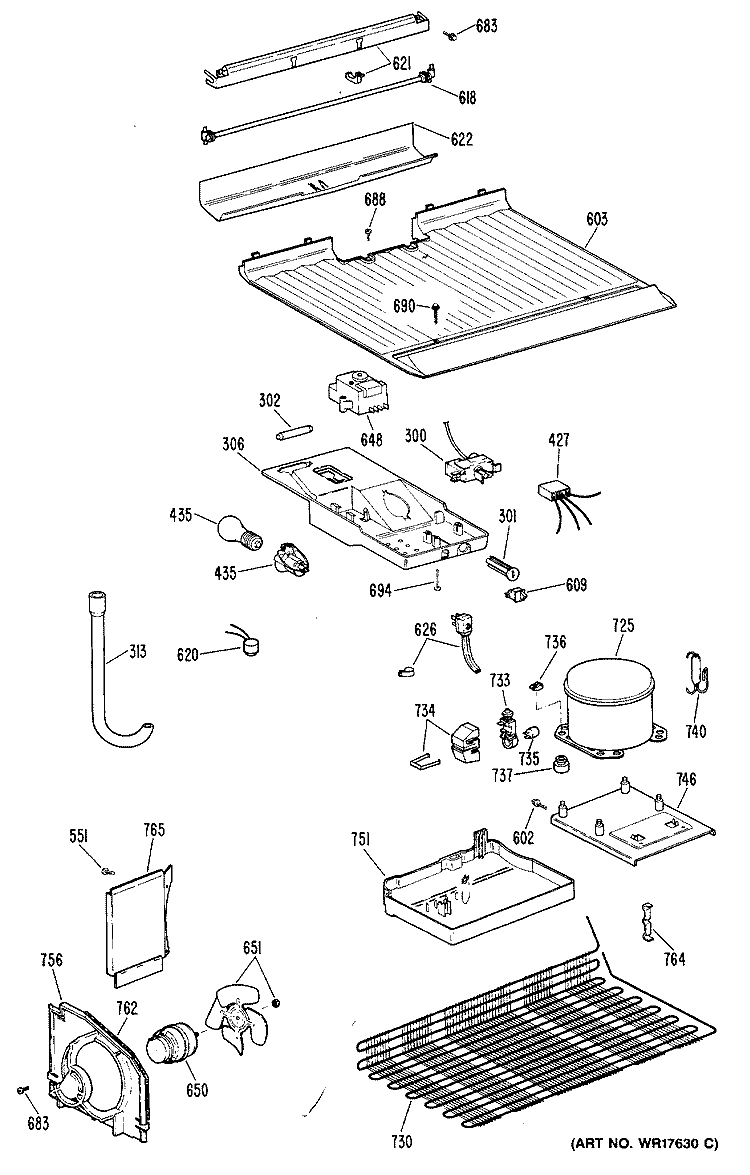 Section Diagram and Parts List for CTHY15EPJRWH  Hotpoint Refrigerator