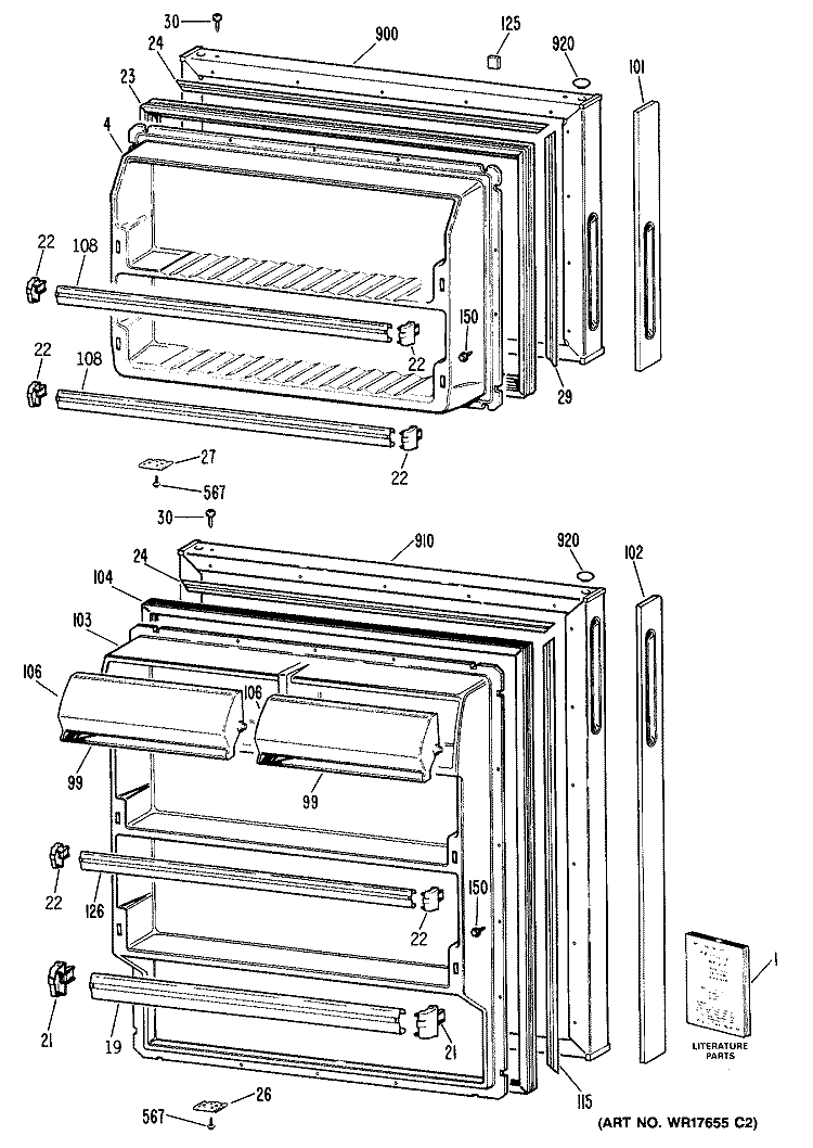 Section Diagram and Parts List for CTXY16APJLAD  Hotpoint Refrigerator