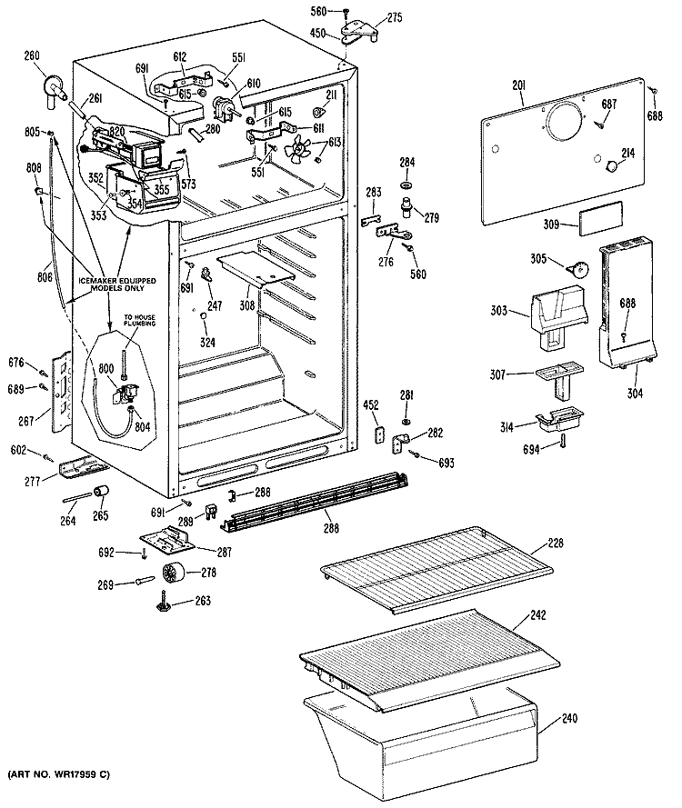 Section Diagram and Parts List for CTXY16APJLAD  Hotpoint Refrigerator