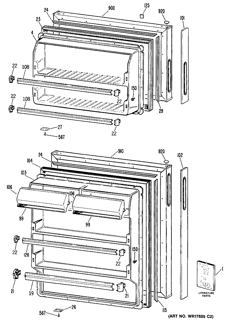 Section Diagram and Parts List for CTXY16CPKLAD  Hotpoint Refrigerator