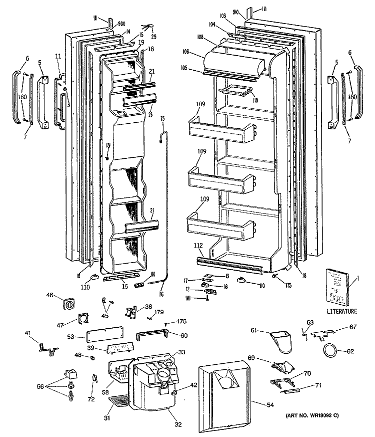 Section Diagram and Parts List for CSX24GRSAAD  Hotpoint Refrigerator