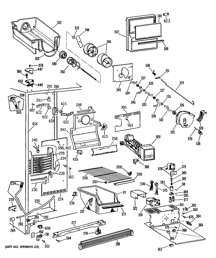 Section Diagram and Parts List for CSX24GRSAAD  Hotpoint Refrigerator