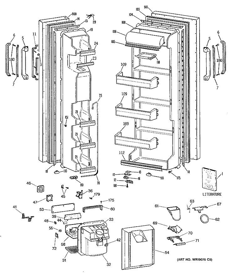 Section Diagram and Parts List for CSC20GWSAAD  Hotpoint Refrigerator