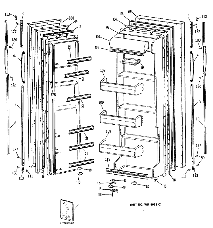 Section Diagram and Parts List for CSC22GASAAD  Hotpoint Refrigerator