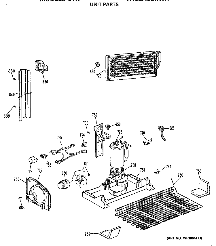 UNIT PARTS Diagram and Parts List for CTX18BASERWH  Hotpoint Refrigerator