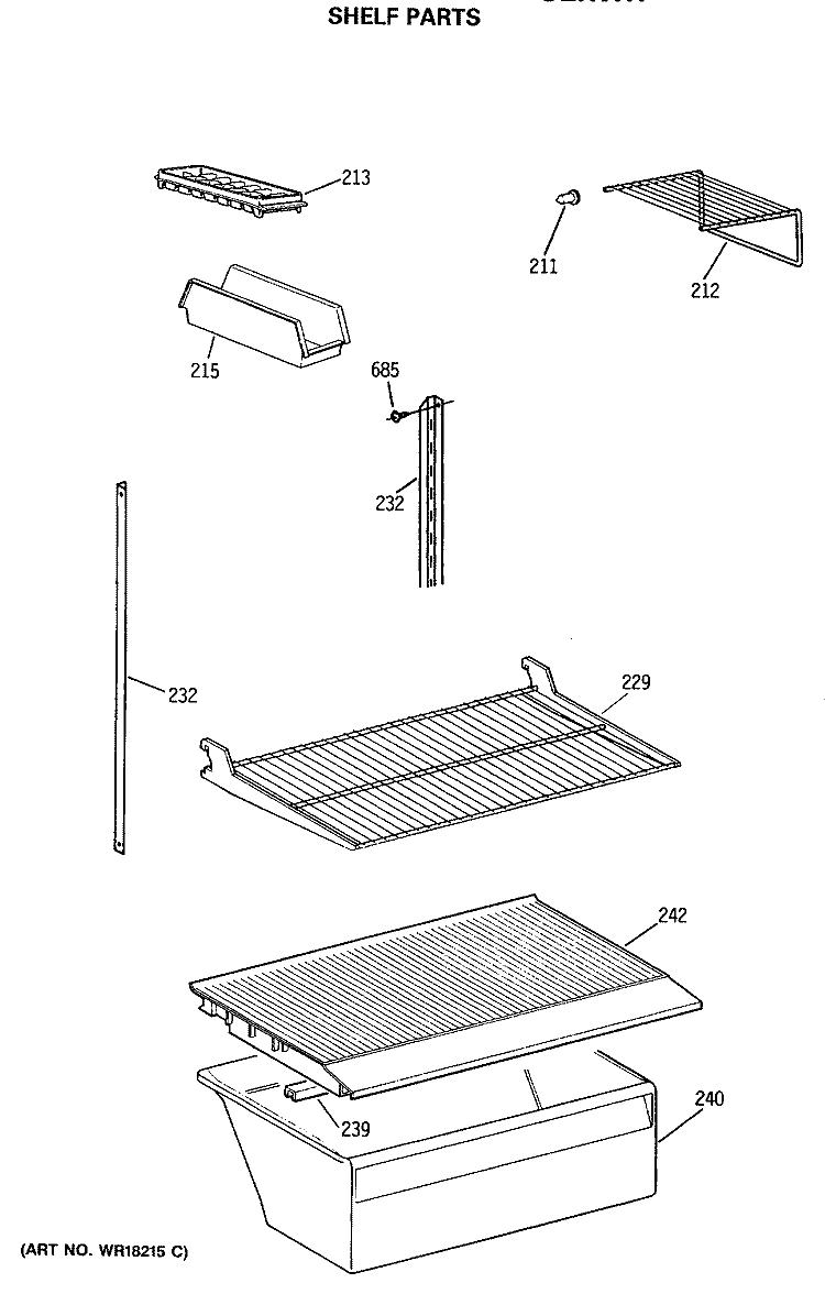 SHELF PARTS Diagram and Parts List for CTX18CASERWH  Hotpoint Refrigerator