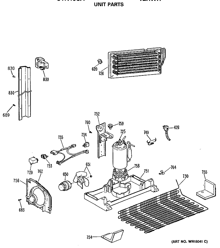 UNIT PARTS Diagram and Parts List for CTX18CASERWH  Hotpoint Refrigerator