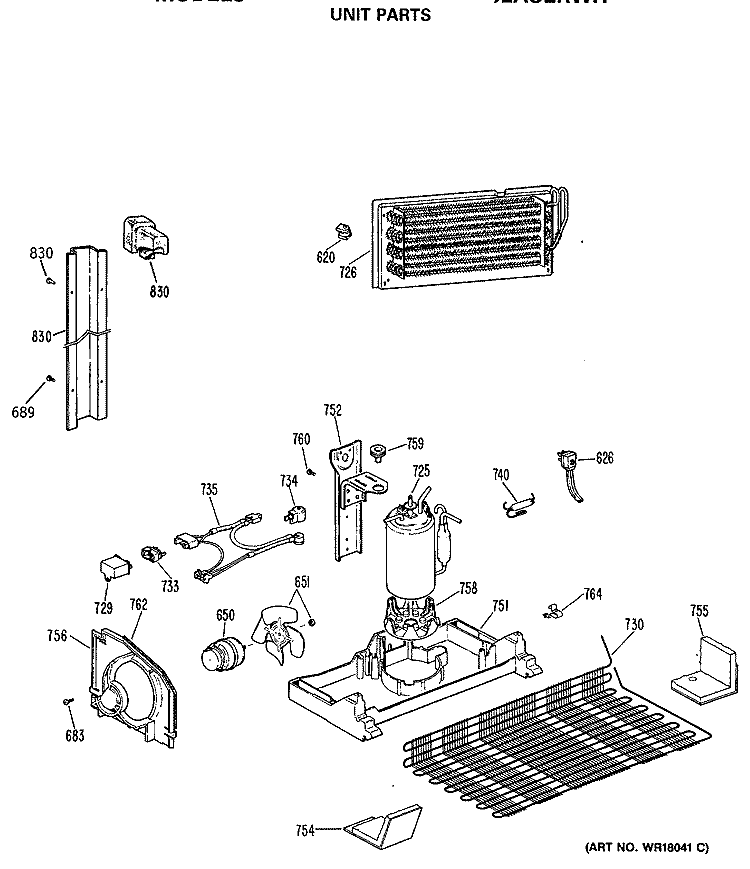 UNIT PARTS Diagram and Parts List for CTX18EASERWH  Hotpoint Refrigerator
