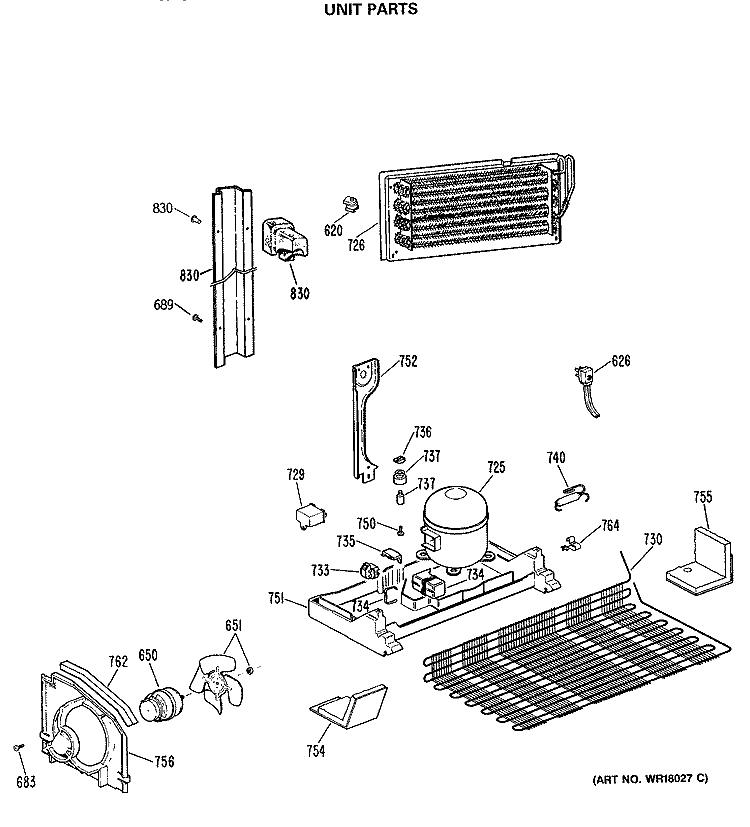 UNIT PARTS Diagram and Parts List for CTX24GASJRAD  Hotpoint Refrigerator