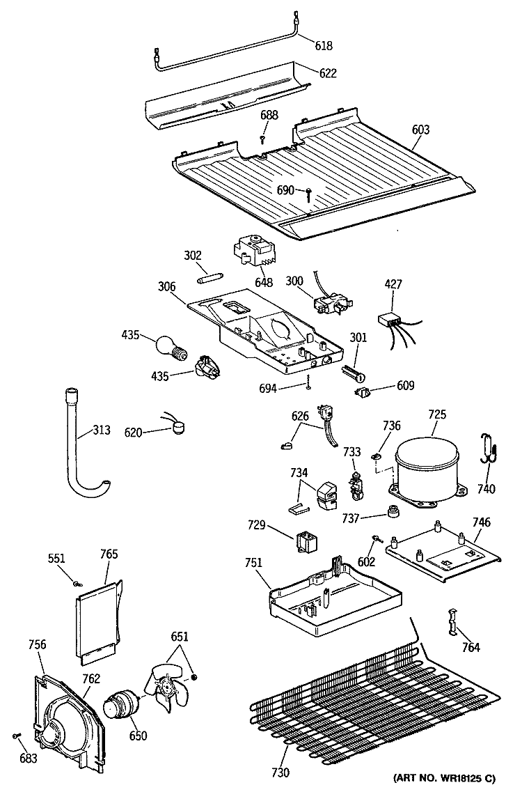 Section Diagram and Parts List for CTX14CISCLAD  Hotpoint Refrigerator