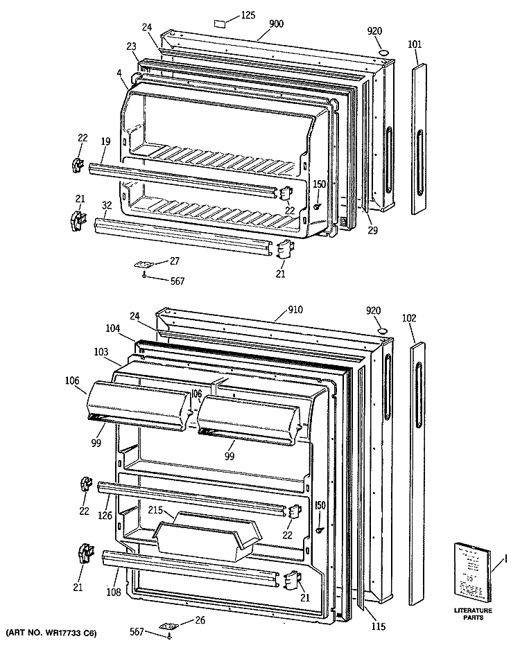 Section Diagram and Parts List for CTX14EYSCRAD  Hotpoint Refrigerator