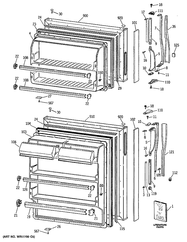 Section Diagram and Parts List for CTX16CISCRWH  Hotpoint Refrigerator