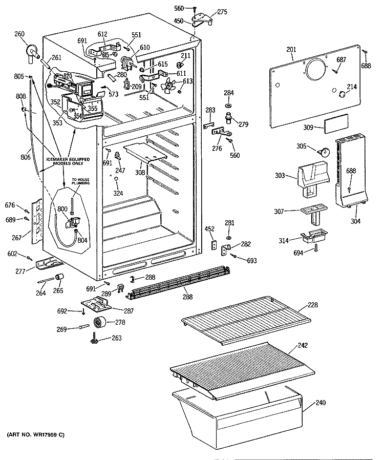 Section Diagram and Parts List for CTX16CISCRWH  Hotpoint Refrigerator