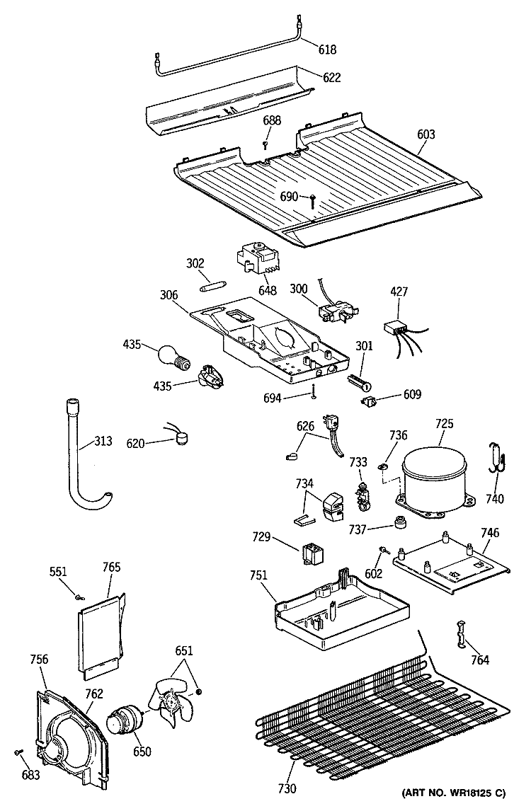 Section Diagram and Parts List for CTX16CISCRWH  Hotpoint Refrigerator