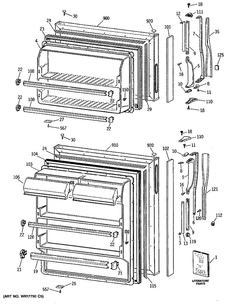 Section Diagram and Parts List for CTX16CASCRWH  Hotpoint Refrigerator