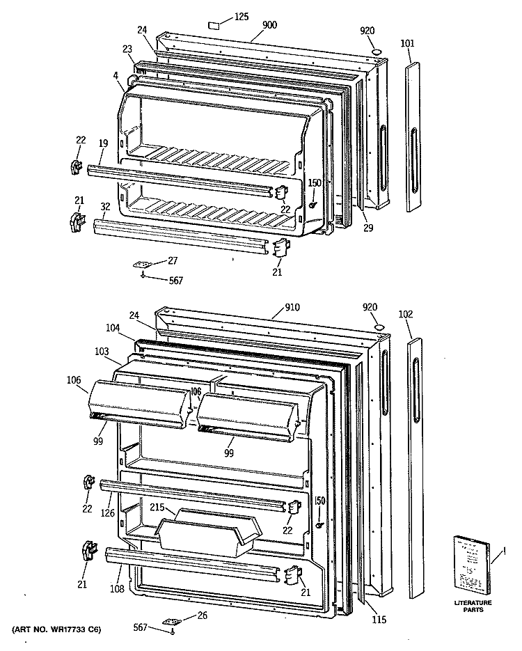 Section Diagram and Parts List for CTX16EYSCRAD  Hotpoint Refrigerator