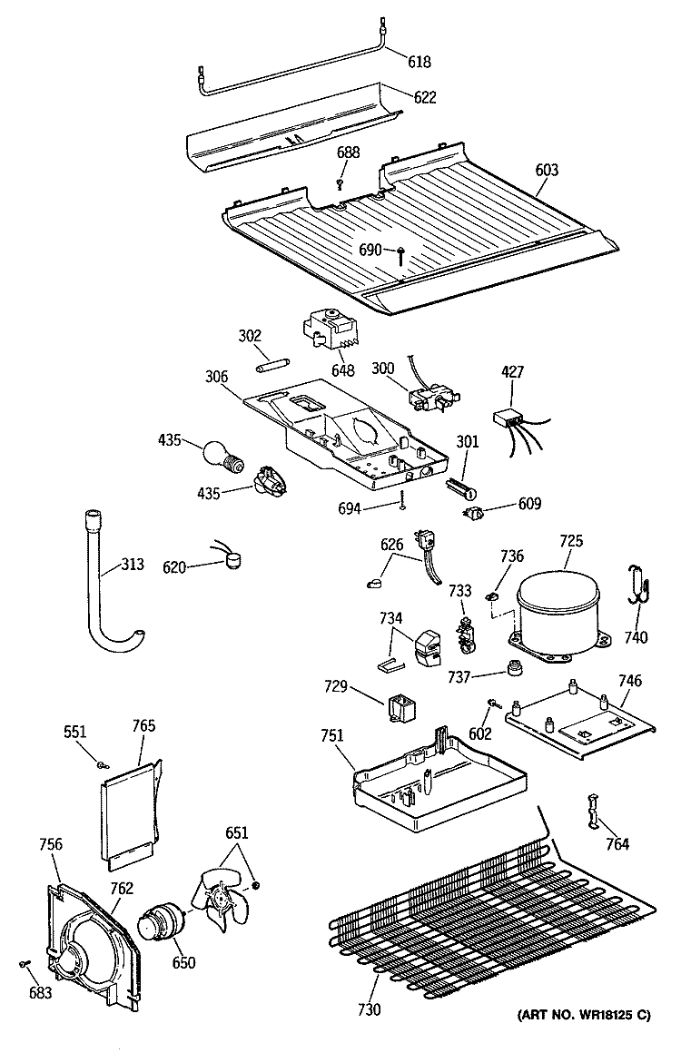 Section Diagram and Parts List for CTX16EYSCRAD  Hotpoint Refrigerator