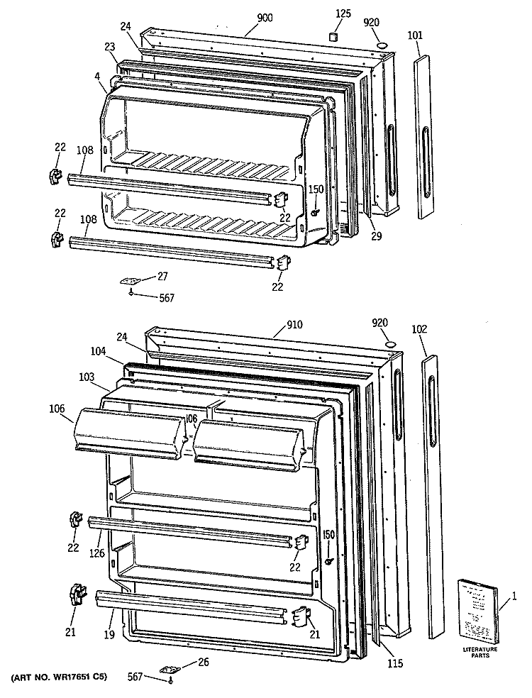 Section Diagram and Parts List for CTE14CYSDRWH  Hotpoint Refrigerator