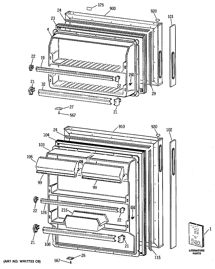 Section Diagram and Parts List for CTE16EYSFRWH  Hotpoint Refrigerator