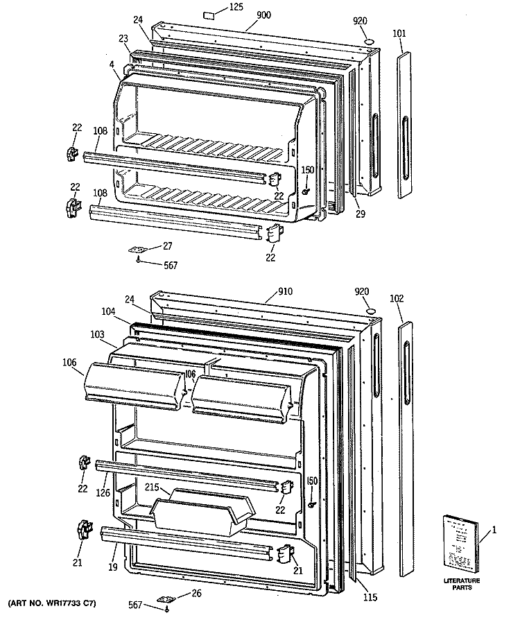 Section Diagram and Parts List for CTH16BYSGRAD  Hotpoint Refrigerator