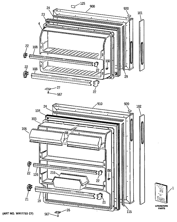 Section Diagram and Parts List for CTH16BYSERWH  Hotpoint Refrigerator