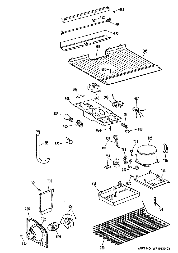 Section Diagram and Parts List for CTX14CYSDLAD  Hotpoint Refrigerator