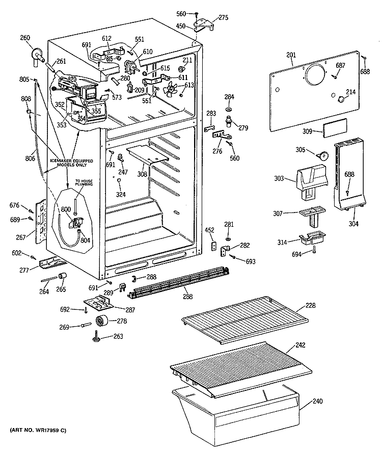 Section Diagram and Parts List for CTX14CISFLAD  Hotpoint Refrigerator
