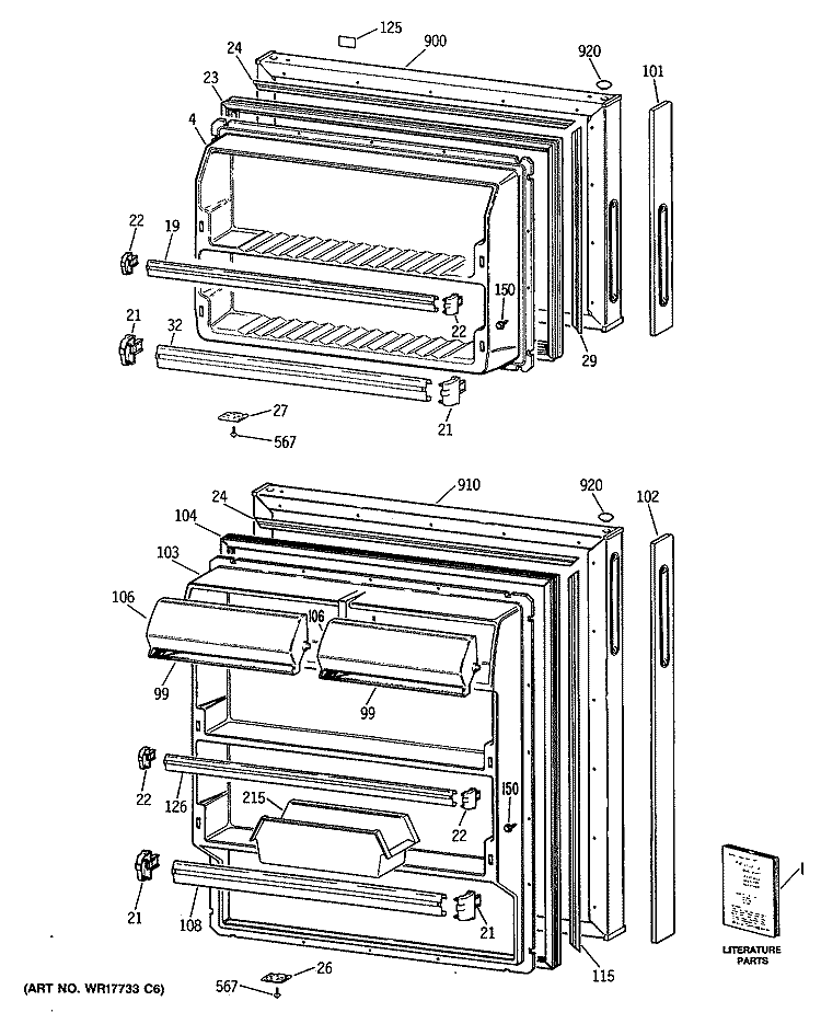 Section Diagram and Parts List for CTX14EYSDRAD  Hotpoint Refrigerator