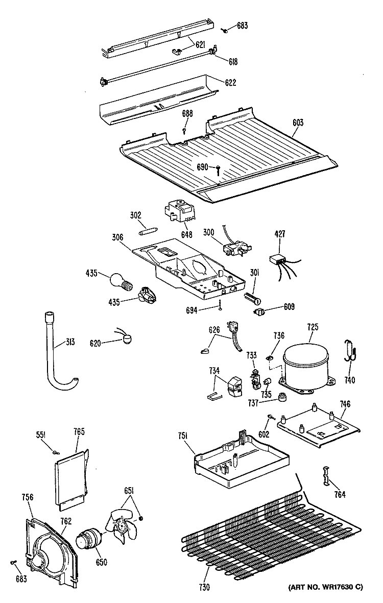 Section Diagram and Parts List for CTX14LYSDRWH  Hotpoint Refrigerator
