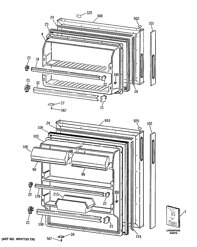 Section Diagram and Parts List for CTX14EYSFRAD  Hotpoint Refrigerator