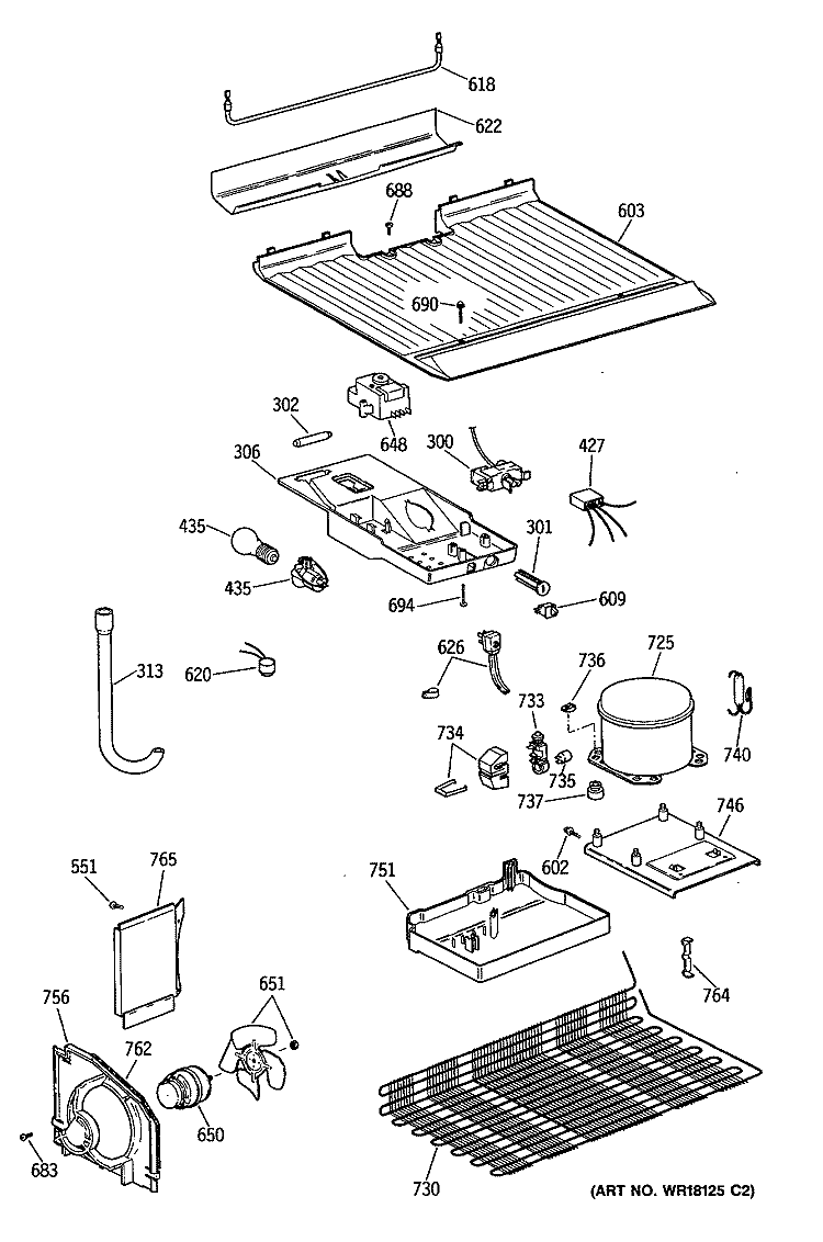 Section Diagram and Parts List for CTX14EYSFRAD  Hotpoint Refrigerator