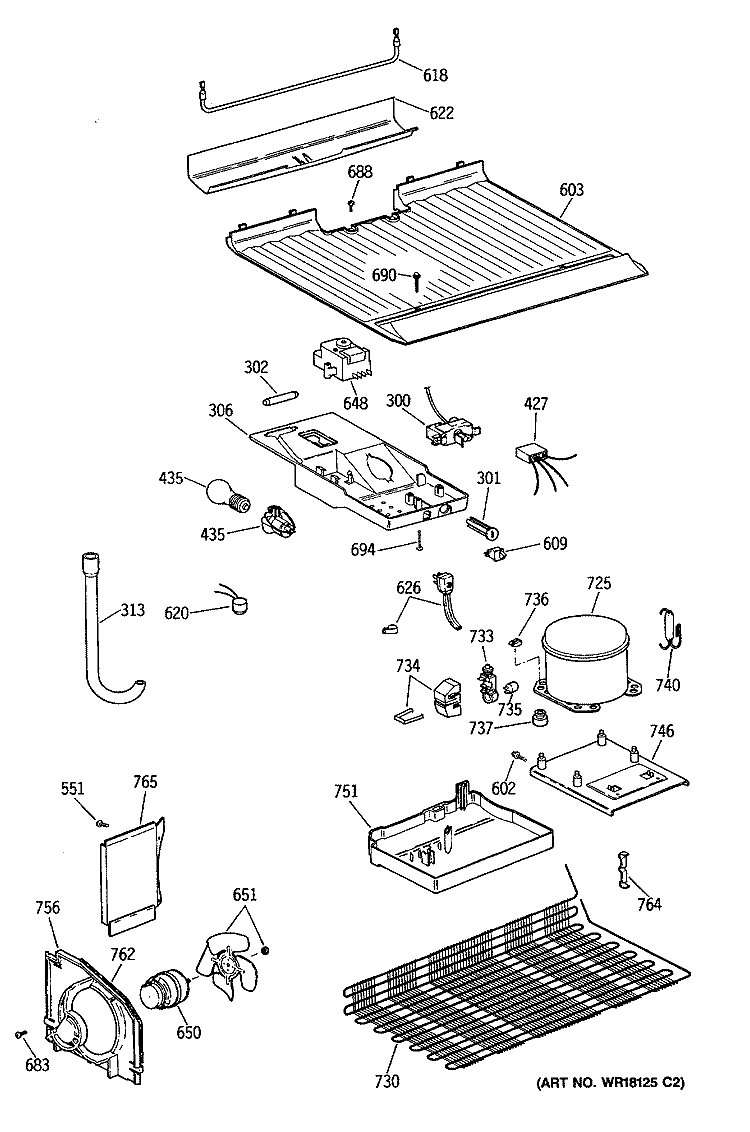 Section Diagram and Parts List for CTX16BYSFRAD  Hotpoint Refrigerator