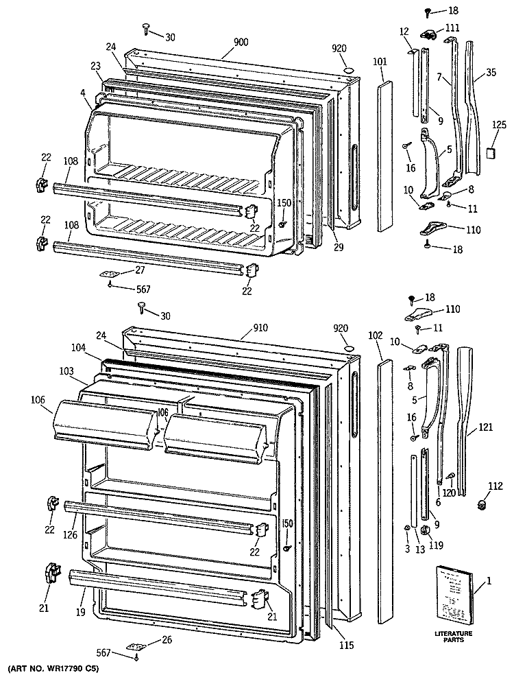Section Diagram and Parts List for CTX16CISDLWH  Hotpoint Refrigerator